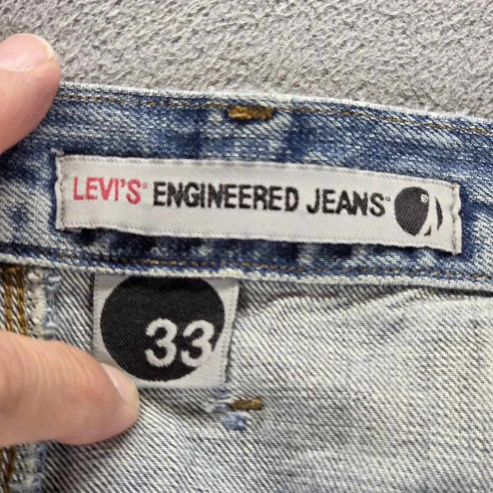VTG Levis Engineered Jeans Mens Blue Buckle Back Twisted Button Fly Fits 33x30